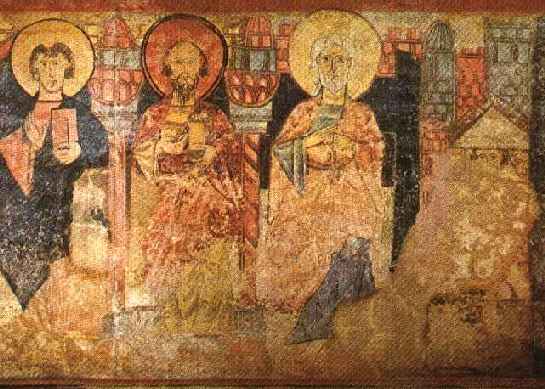 Apóstoles del muro norte.  San Pedro a la derecha, junto al altar.